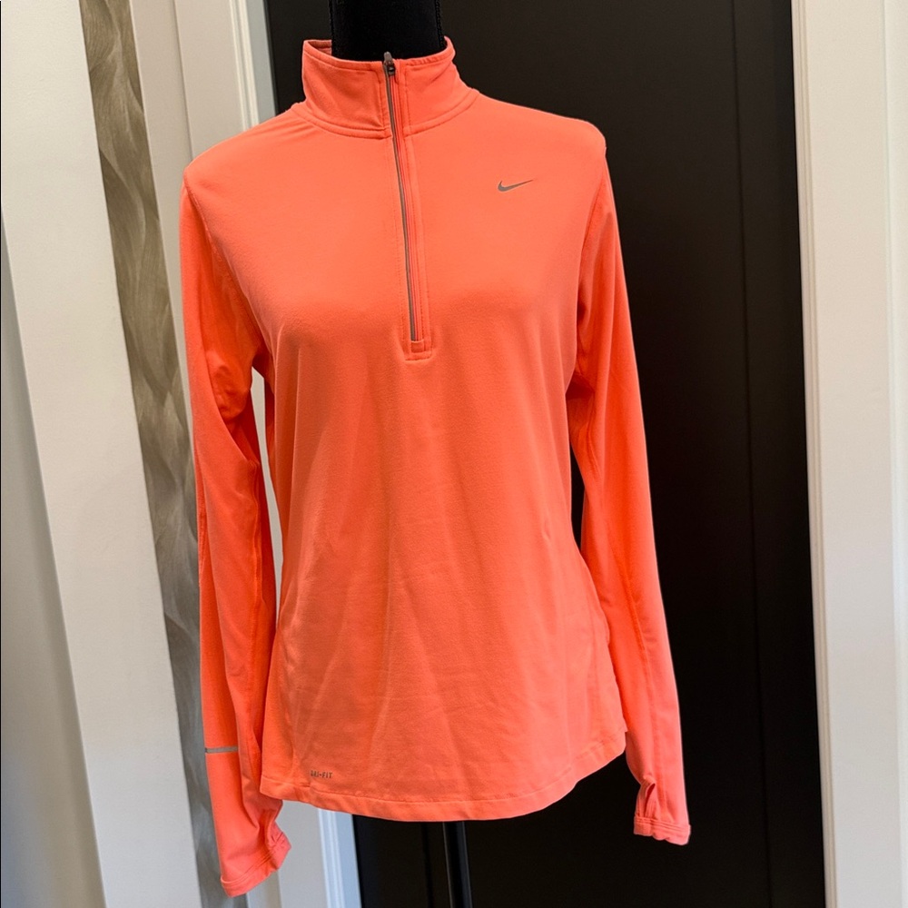 Nike Women's Bright Orange Quarter-Zip Sweatshirt